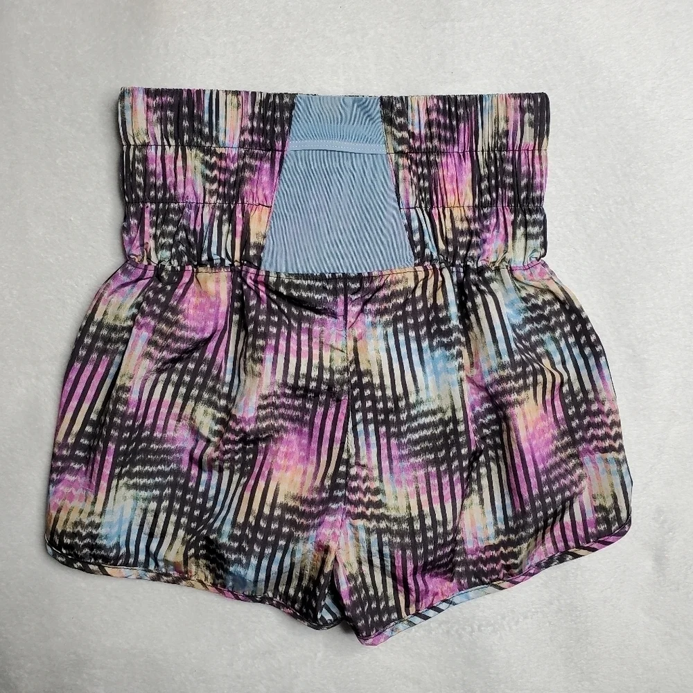 Free People Movement The Way Home Multicolored Printed High Rise Mesh Shorts